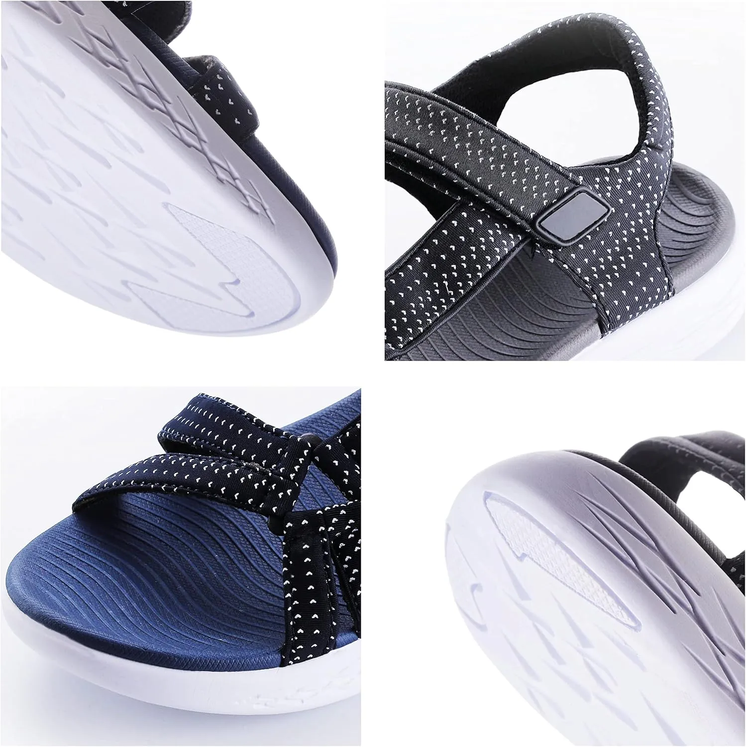 Dressy and Casual Cute Summer Sandals for Women - Ladies Beach Sandals with Breathable Fabric, Hook and Loop Secure Adjustable Straps, Comfortable and Thick Non-Slip Sole, All Day Walking Sandals