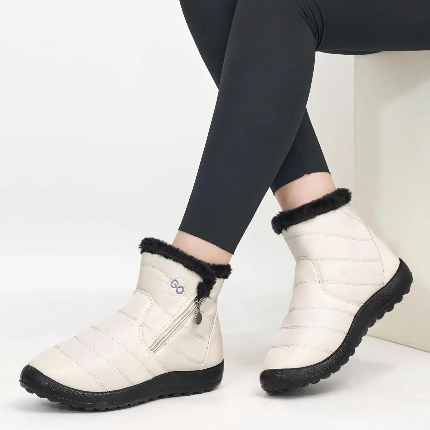 DUOYANGJIASHA Snow Boots for Women Winter Warm Ankle Booties Waterproof Comfortable Slip On Outdoor Fur Lined Lining Zipper Womens Snow Boots