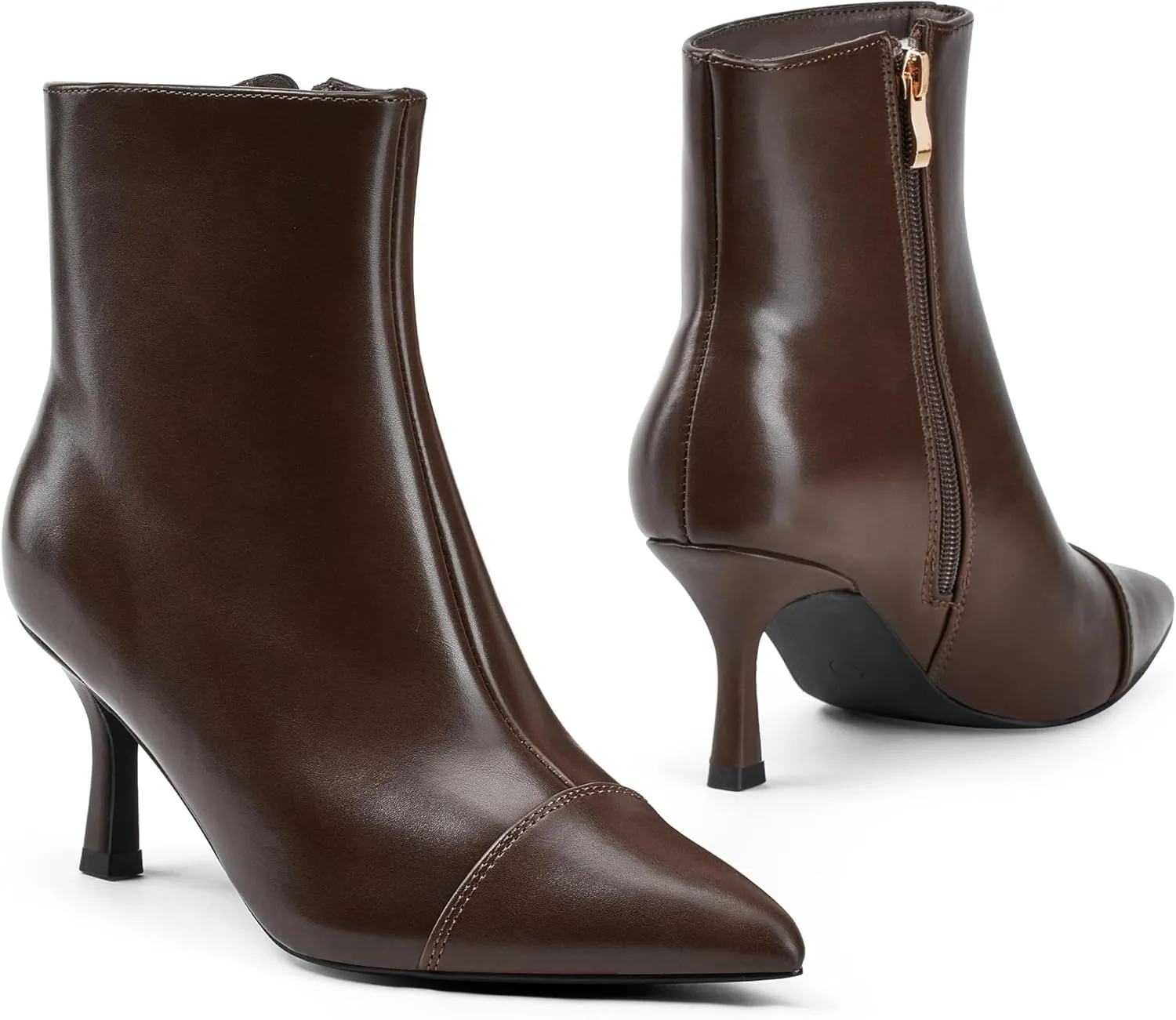 Elisabet Tang Ankle Boots Booties for Women Pointed Toe 3 Inches Heel Dress Comfy with Side Zipper Mide Calf Dat Work Formal Winter Fall