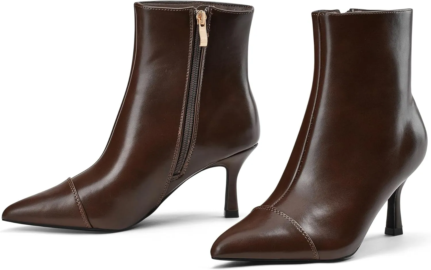 Elisabet Tang Ankle Boots Booties for Women Pointed Toe 3 Inches Heel Dress Comfy with Side Zipper Mide Calf Dat Work Formal Winter Fall