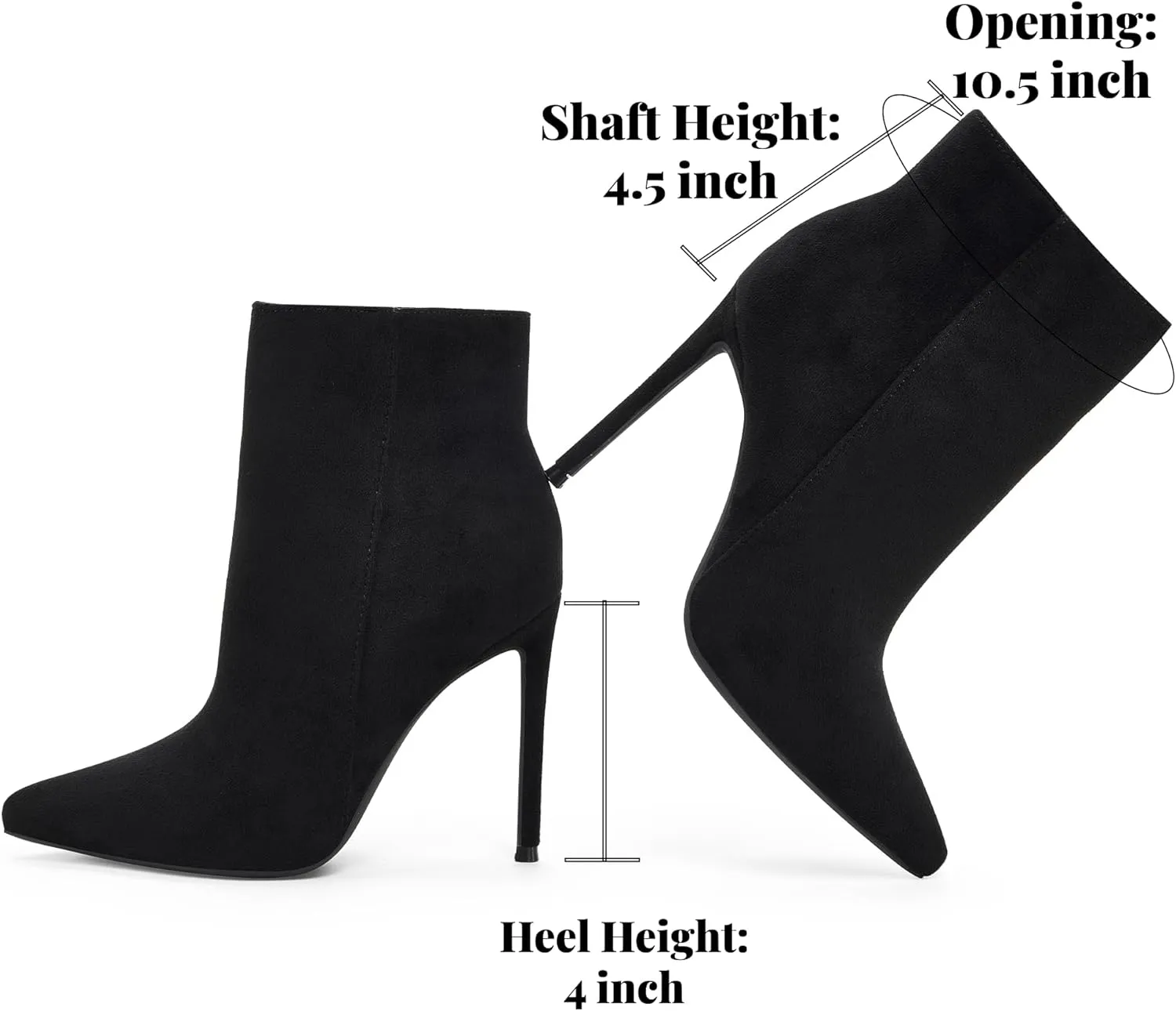 Elisabet Tang Women Heeled Ankle Booties,Sexy Pointed Toe 4 inch Stiletto High Heel Fashion Ankle & Booties with Side Zipper High Heel Boots Dress Evening Party Boots Shoes