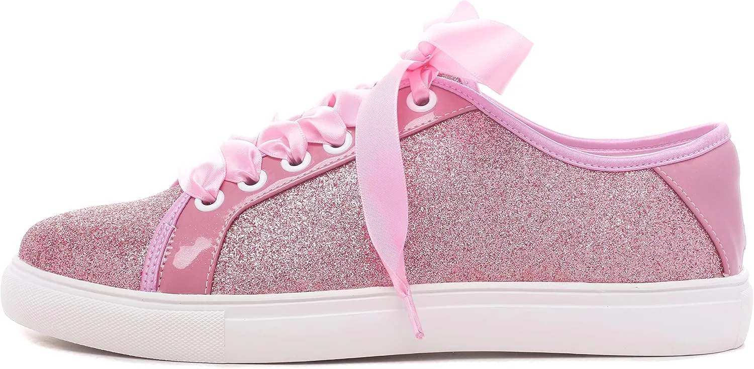 Elivandon Wedding Shoes Bling Bridal Sneakers Flats Bride Tennis Shoes Shiny Sequin Sparkly Sneakers