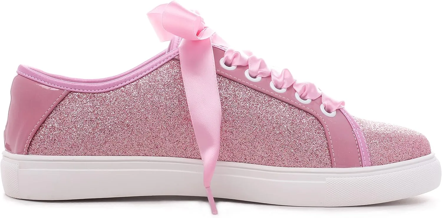 Elivandon Wedding Shoes Bling Bridal Sneakers Flats Bride Tennis Shoes Shiny Sequin Sparkly Sneakers
