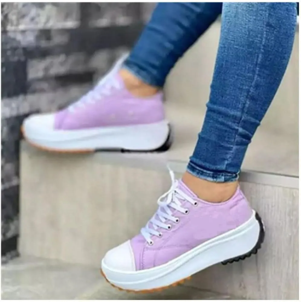 Elsvia Orthopedic Shoes for Women, Hiking Comfortable Casual Canvas Sneakers, Thick Sole Breathable Shoes