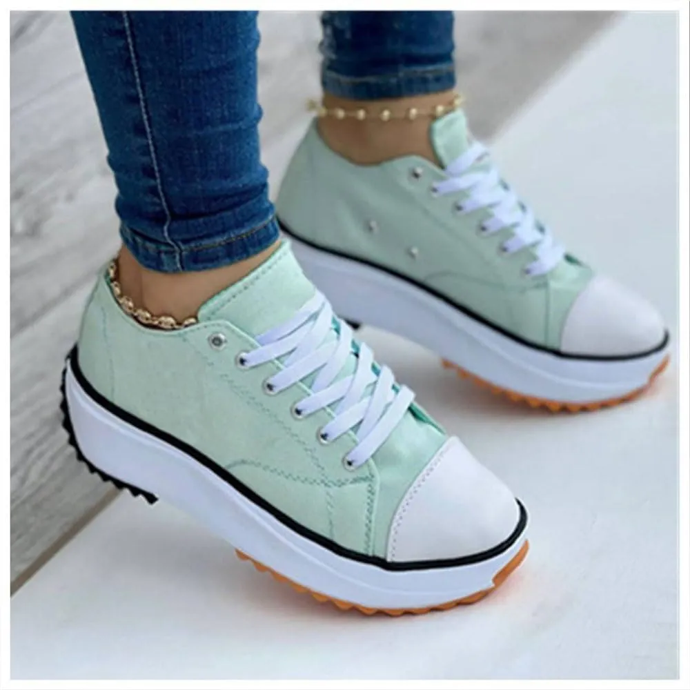 Elsvia Orthopedic Shoes for Women, Hiking Comfortable Casual Canvas Sneakers, Thick Sole Breathable Shoes
