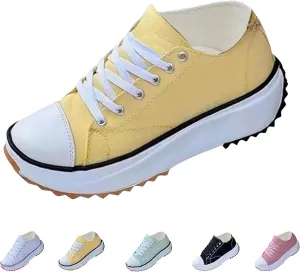 Elsvia Orthopedic Shoes for Women, Hiking Comfortable Casual Canvas Sneakers, Thick Sole Breathable Shoes
