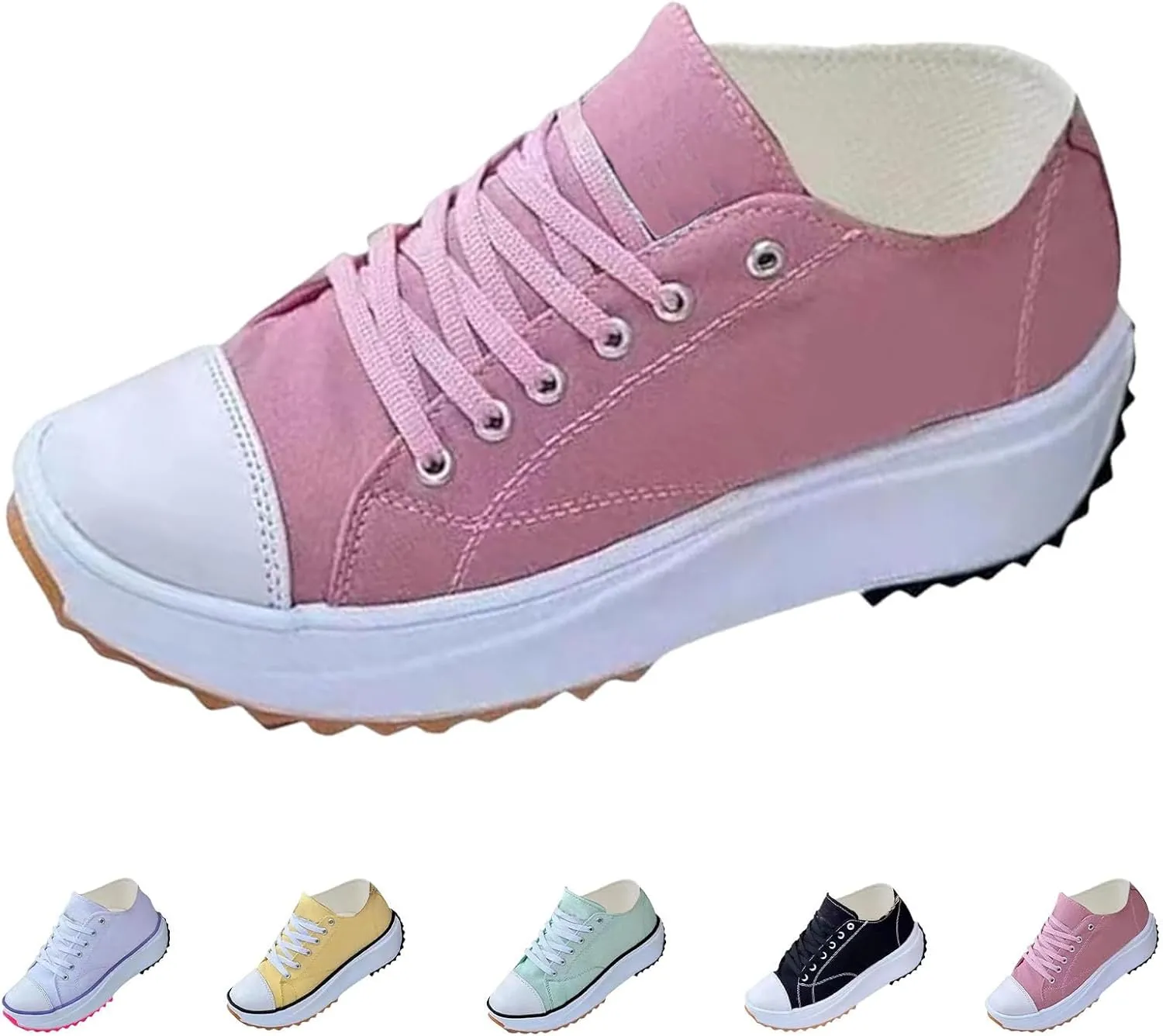 Elsvia Orthopedic Shoes for Women, Hiking Comfortable Casual Canvas Sneakers, Thick Sole Breathable Shoes