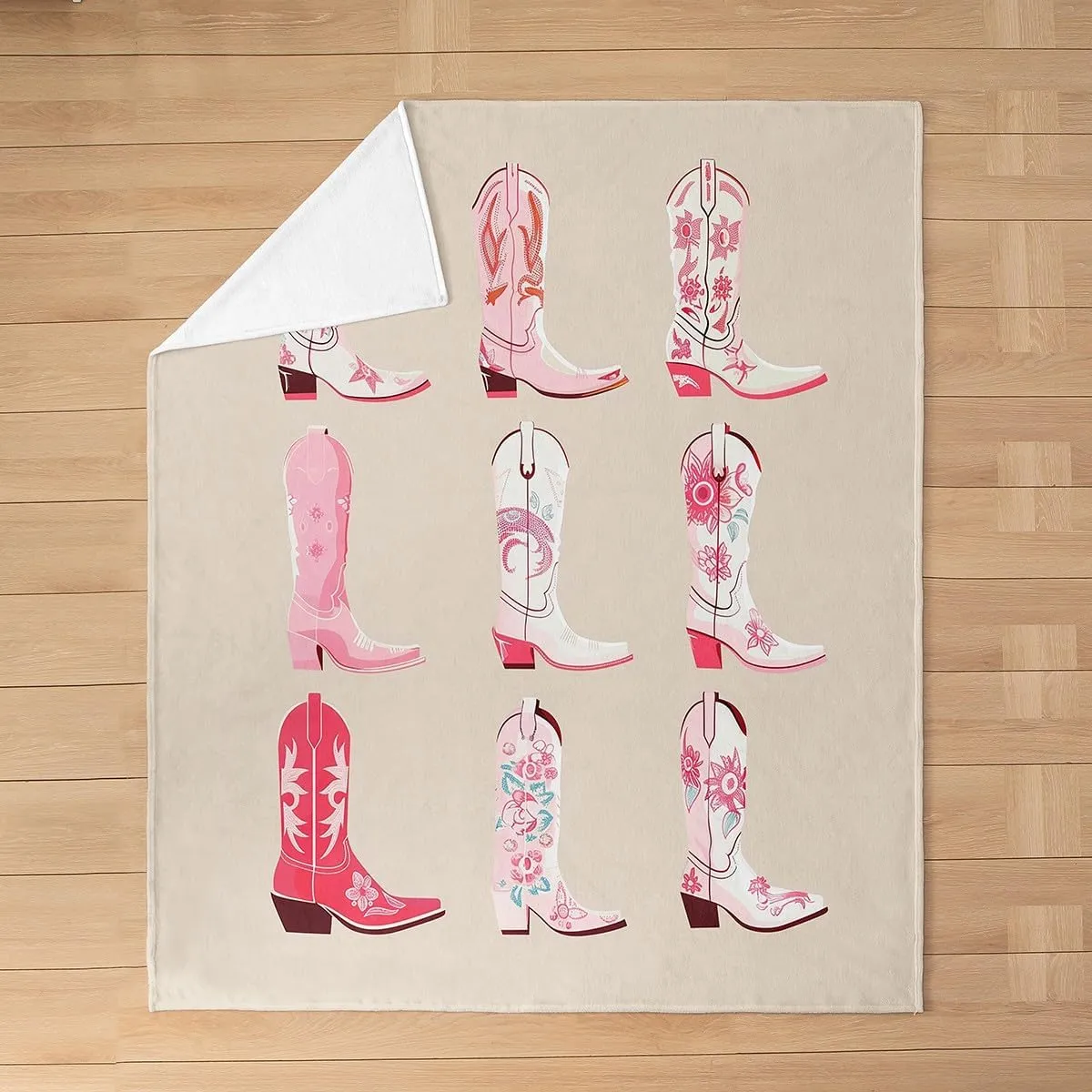 Erosebridal Cowgirl Throw Blanket Twin 60x80 Inch for Bedroom Living Room Sofa Couch,Western Cowboy Boots Fleece Blanket,Wild West Cowgirl Flannel Blankets,Farmhouse Bed Blankets