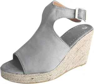 Espadrilles Wedges for Women Open Toe Ankle Strap Platform Sandals Summer Comfortable Casual Dress Shoes Fashion Dressy Elegant Business Solid Color High Heel Sandal