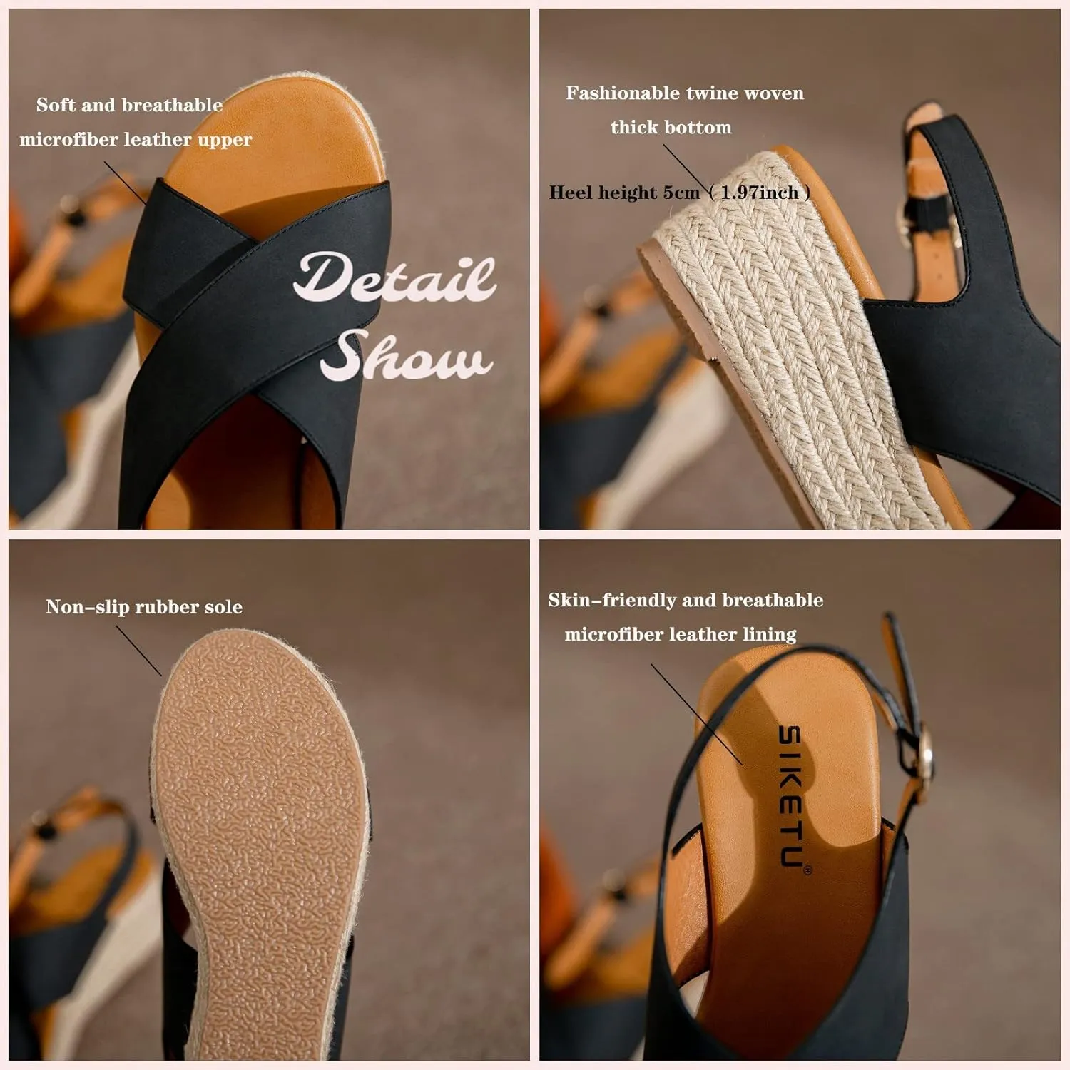 Espadrilles Wedges for Women Wedge Heels Sandals Buckle Ankle Strap Open Toe Chunky Platform Sandals Dressy Casual Low Heel Espadrilles