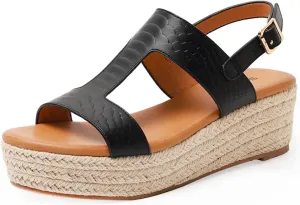Espadrilles Wedges for Women Wedge Heels Sandals Buckle Ankle Strap Open Toe Chunky Platform Sandals Dressy Casual Low Heel Espadrilles