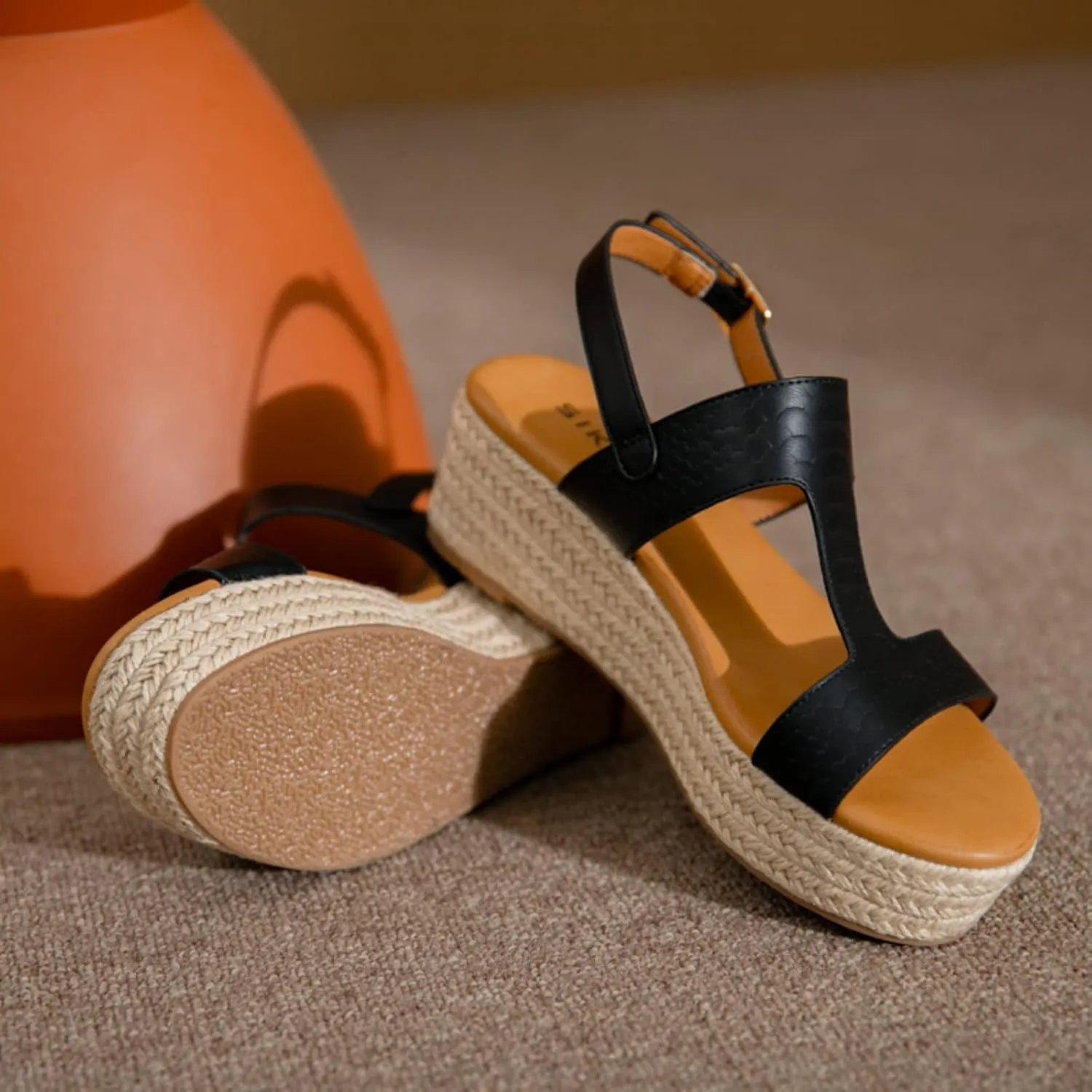 Espadrilles Wedges for Women Wedge Heels Sandals Buckle Ankle Strap Open Toe Chunky Platform Sandals Dressy Casual Low Heel Espadrilles
