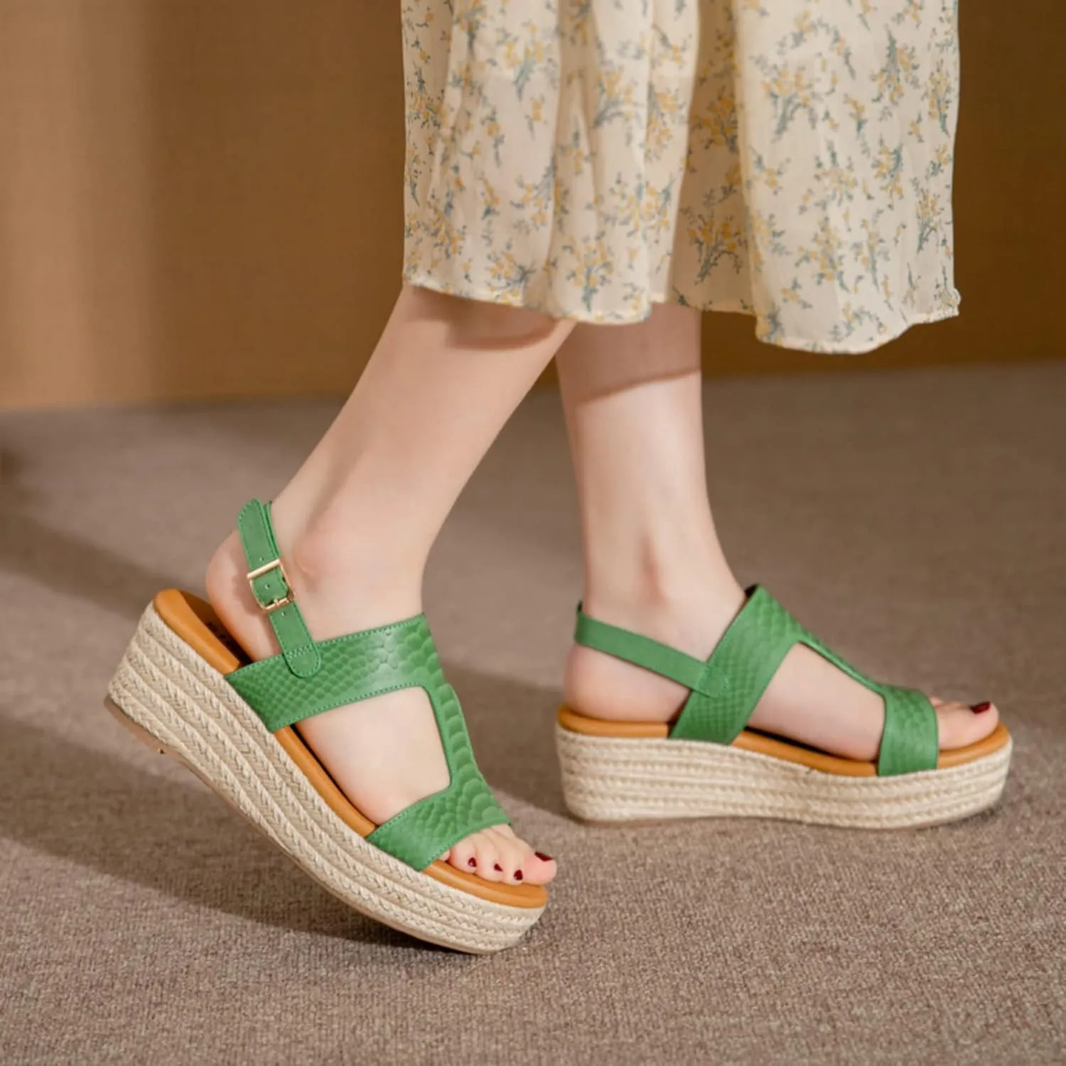 Espadrilles Wedges for Women Wedge Heels Sandals Buckle Ankle Strap Open Toe Chunky Platform Sandals Dressy Casual Low Heel Espadrilles