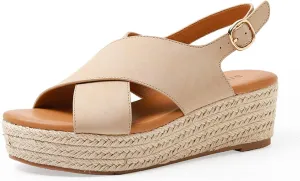 Espadrilles Wedges for Women Wedge Heels Sandals Buckle Ankle Strap Open Toe Chunky Platform Sandals Dressy Casual Low Heel Espadrilles