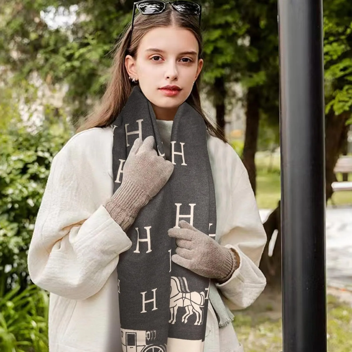 EXTREE Scarfs for Women Pashmina Silky Shawl Wrap for Evening Dressing Blanket Open Front Poncho Cape