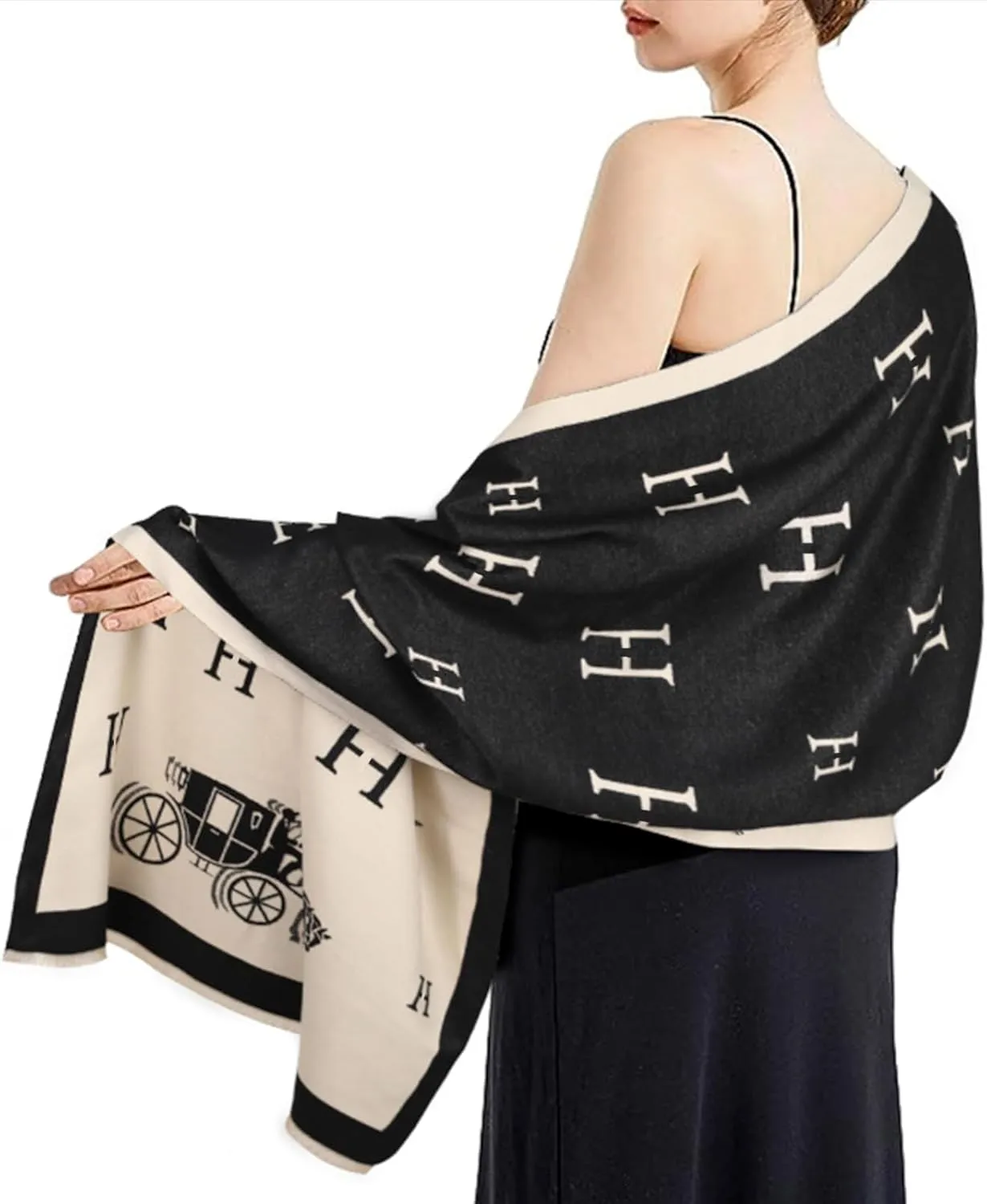 EXTREE Scarfs for Women Pashmina Silky Shawl Wrap for Evening Dressing Blanket Open Front Poncho Cape