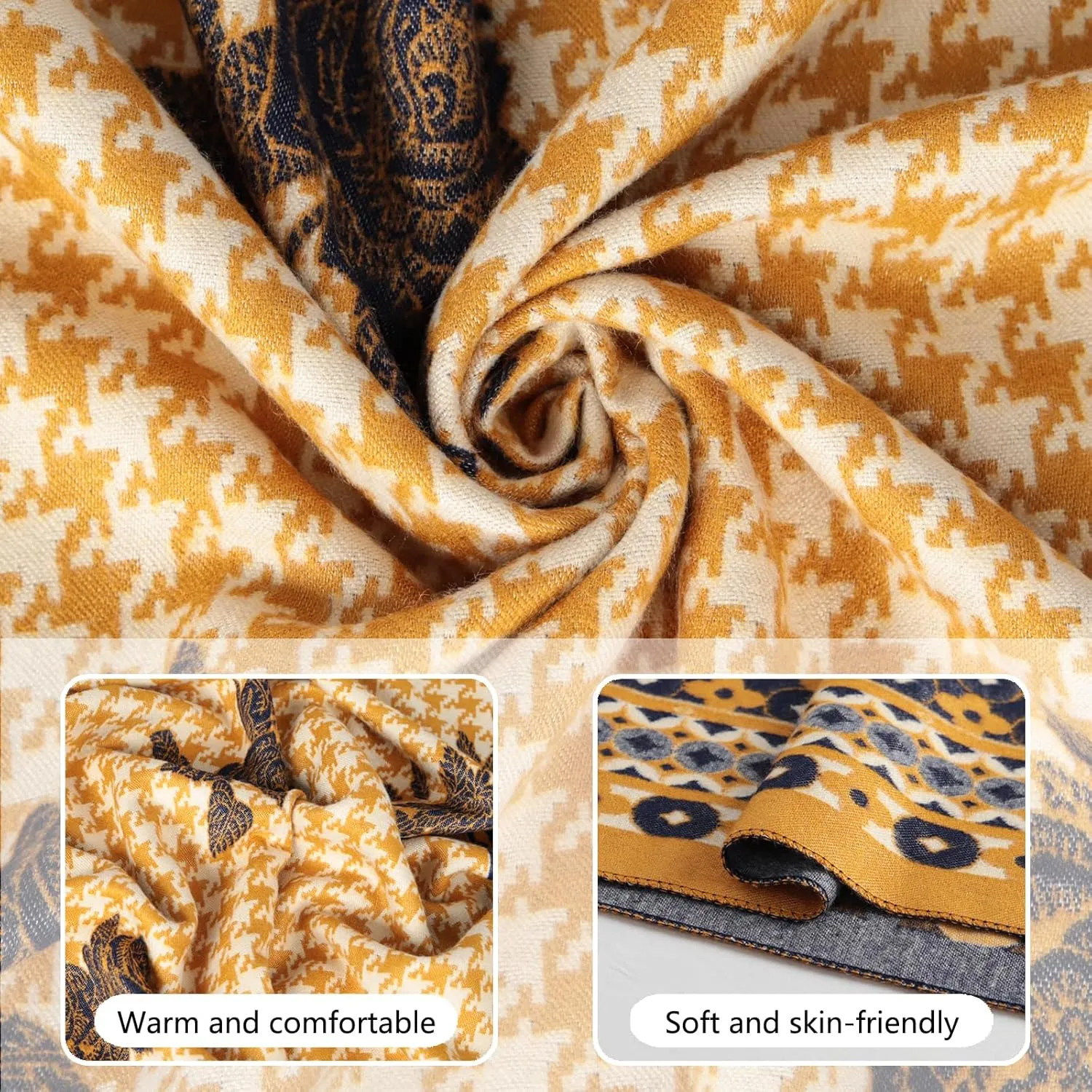 EXTREE Scarfs for Women Pashmina Silky Shawl Wrap for Evening Dressing Blanket Open Front Poncho Cape