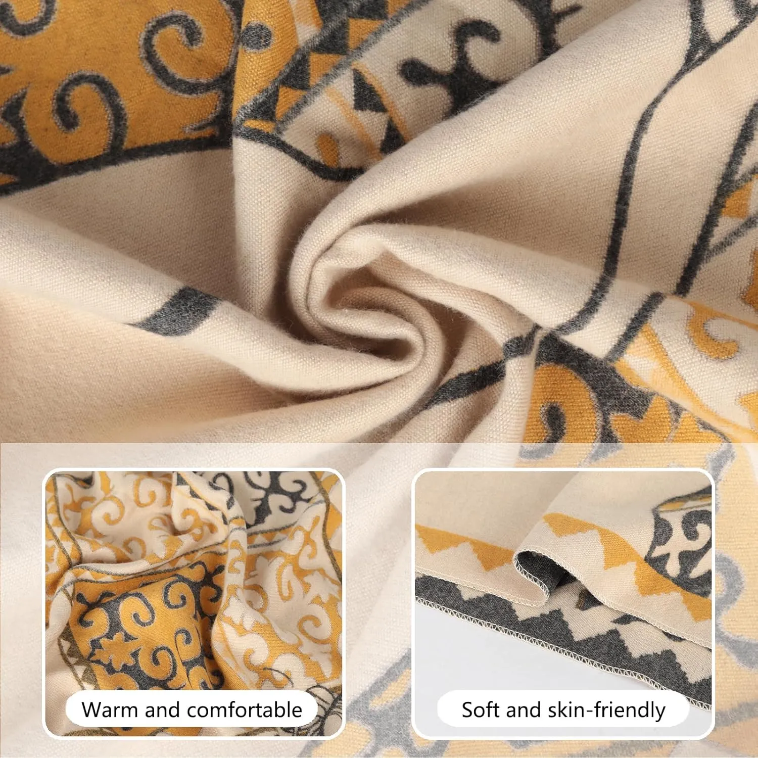 EXTREE Scarfs for Women Pashmina Silky Shawl Wrap for Evening Dressing Blanket Open Front Poncho Cape