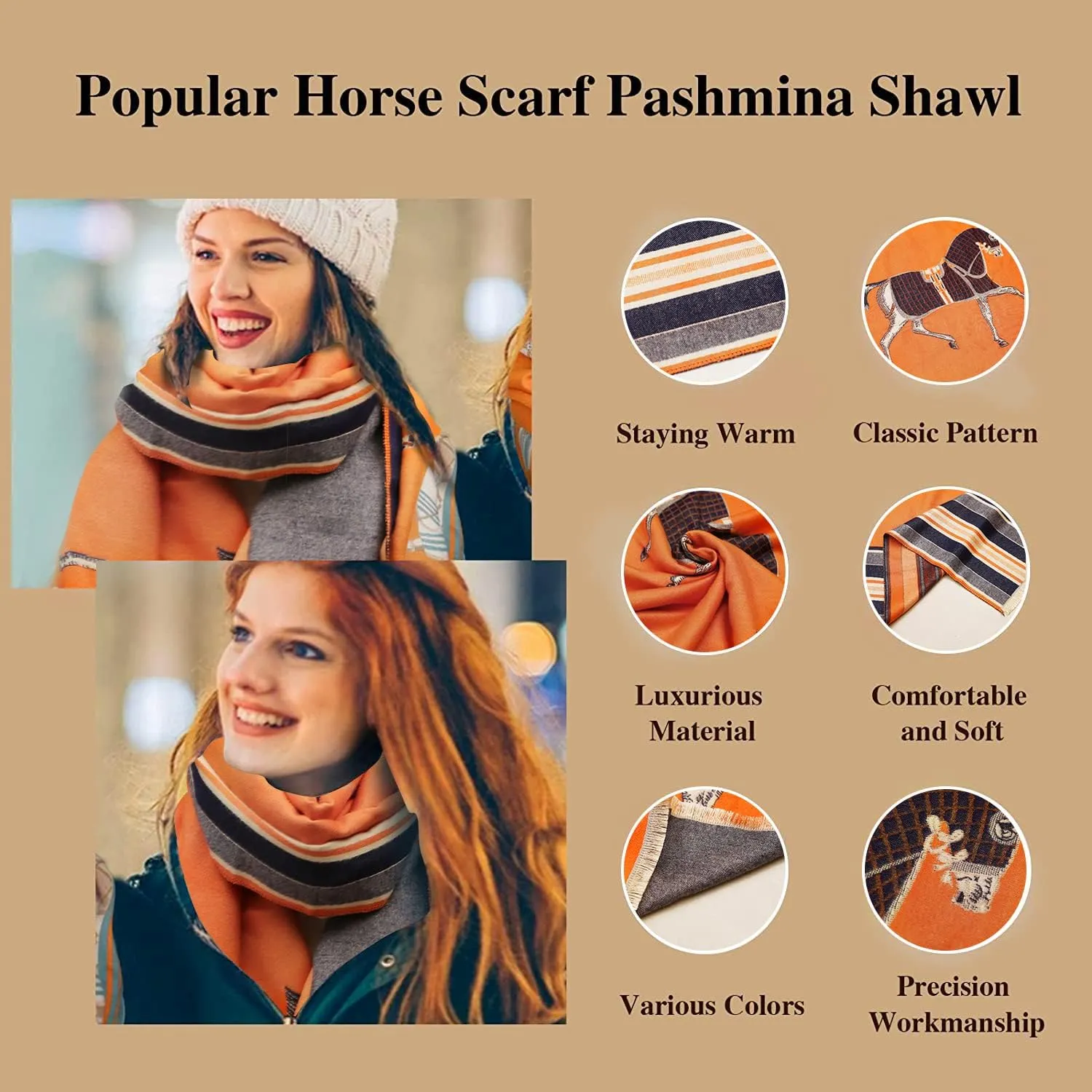 EXTREE Scarfs for Women Pashmina Silky Shawl Wrap for Evening Dressing Blanket Open Front Poncho Cape