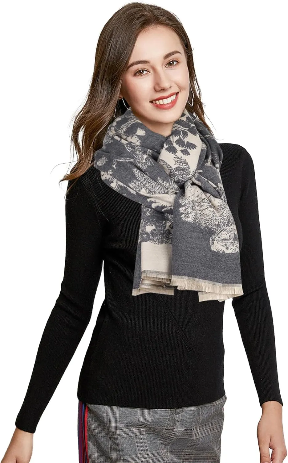 EXTREE Scarfs for Women Pashmina Silky Shawl Wrap for Evening Dressing Blanket Open Front Poncho Cape