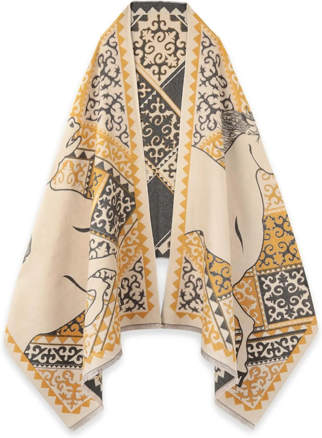 EXTREE Scarfs for Women Pashmina Silky Shawl Wrap for Evening Dressing Blanket Open Front Poncho Cape