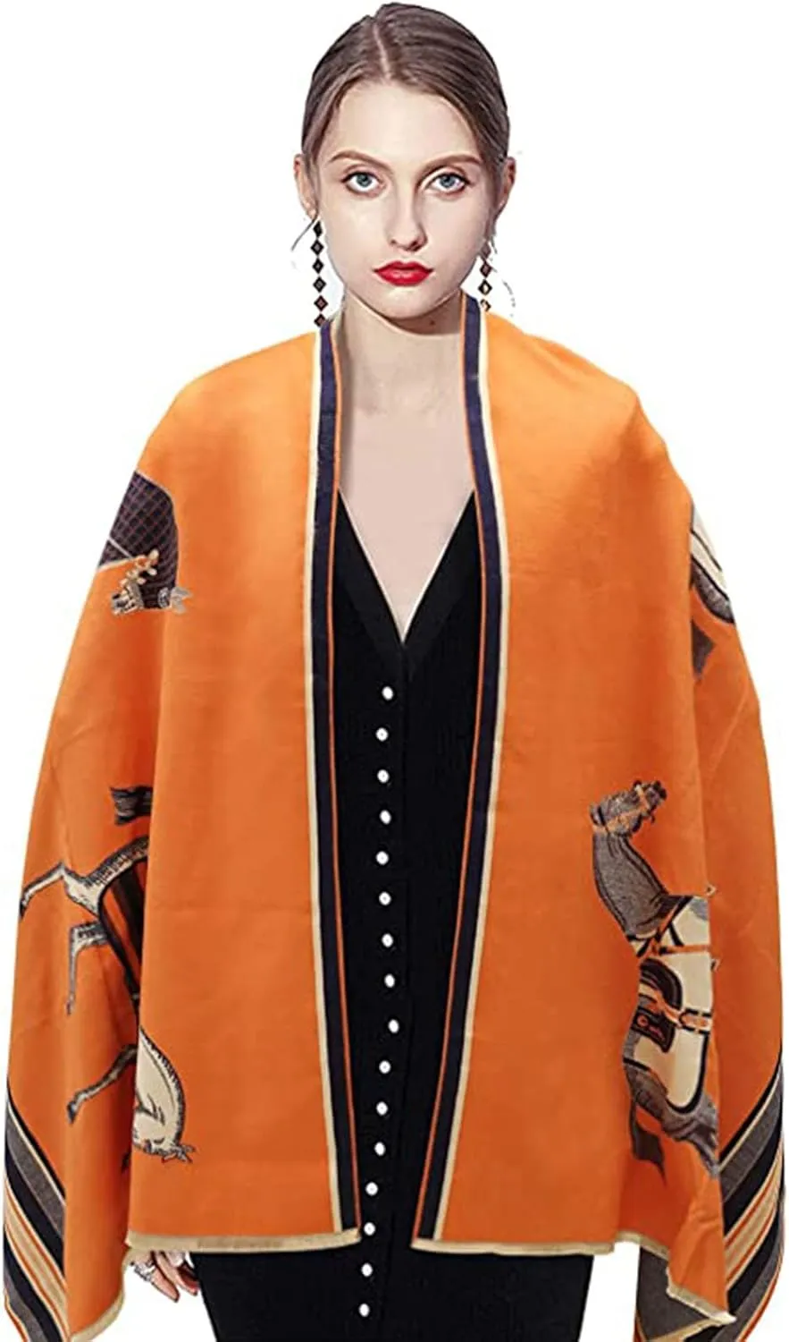 EXTREE Scarfs for Women Pashmina Silky Shawl Wrap for Evening Dressing Blanket Open Front Poncho Cape