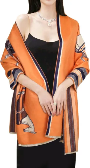 EXTREE Scarfs for Women Pashmina Silky Shawl Wrap for Evening Dressing Blanket Open Front Poncho Cape
