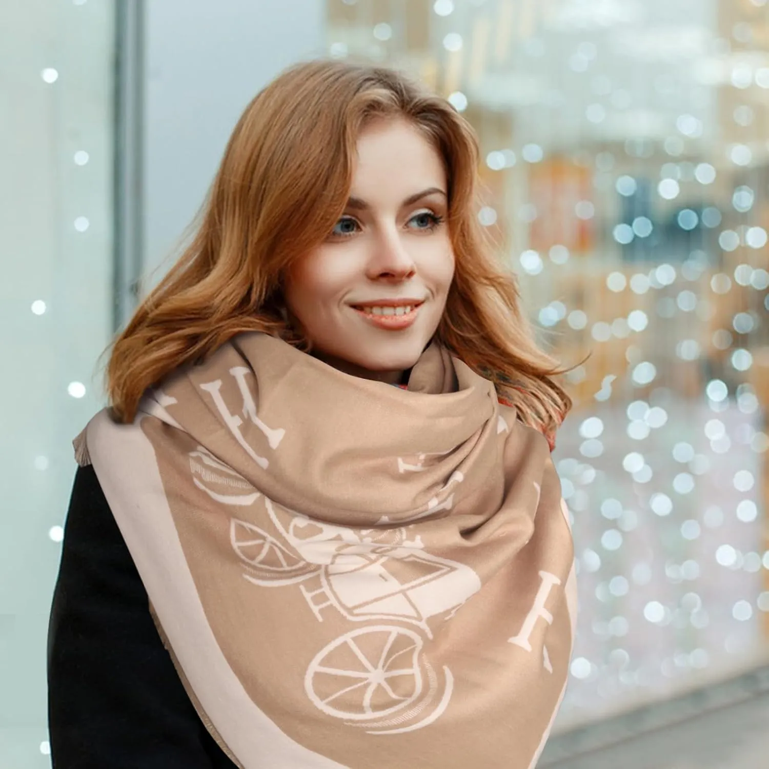 EXTREE Scarfs for Women Pashmina Silky Shawl Wrap for Evening Dressing Blanket Open Front Poncho Cape