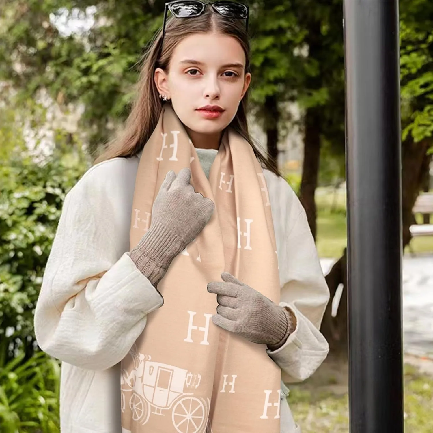 EXTREE Scarfs for Women Pashmina Silky Shawl Wrap for Evening Dressing Blanket Open Front Poncho Cape