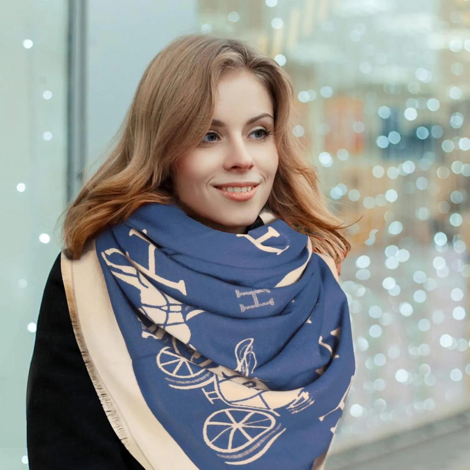EXTREE Scarfs for Women Pashmina Silky Shawl Wrap for Evening Dressing Blanket Open Front Poncho Cape