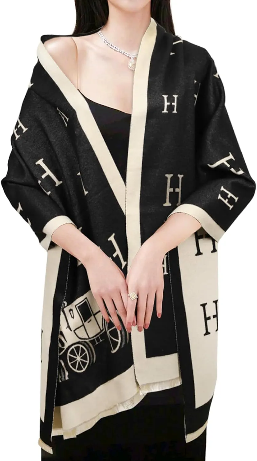 EXTREE Scarfs for Women Pashmina Silky Shawl Wrap for Evening Dressing Blanket Open Front Poncho Cape