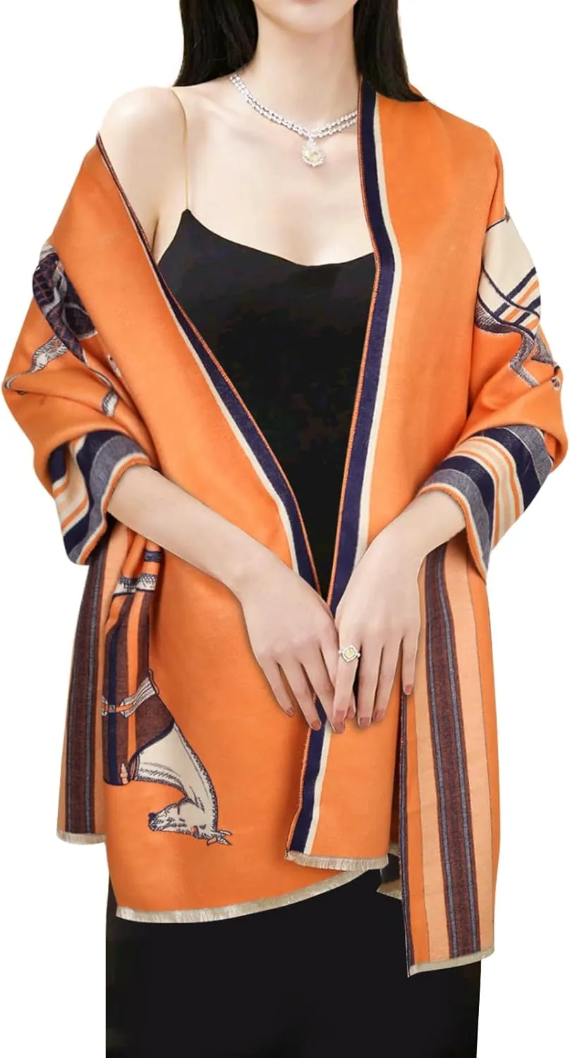 EXTREE Scarfs for Women Pashmina Silky Shawl Wrap for Evening Dressing Blanket Open Front Poncho Cape