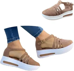 Fanyil Women's Comfy Orthotic Sandals, Fanyil Womens Sandals, Women Closed Toe Platform Wedges Slip On Walking Shoes