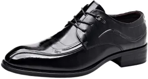 Fashion Breathable Men Casual Shoes Business Formal Dress Leather Shoes Vintage British Black Lace-up Loafers Office Wedding Brogue Oxfords