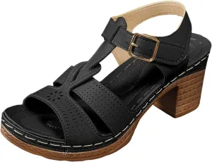 Fashion Casual Women's Shoes Thick Heels And Thick Soles Retro Fish Mouth Hollow Straps Cute Tan Sandals for Women