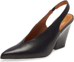 Fashion V-Cut Slingback Pumps for Women 3 Inch Heel Elegant Pointy Toe Backless Block High Heels Comfort Elastic Slip on Casual Mules Shoes, US Size 4-16 M