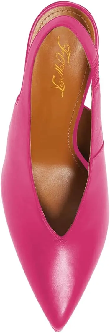 Fashion V-Cut Slingback Pumps for Women 3 Inch Heel Elegant Pointy Toe Backless Block High Heels Comfort Elastic Slip on Casual Mules Shoes, US Size 4-16 M