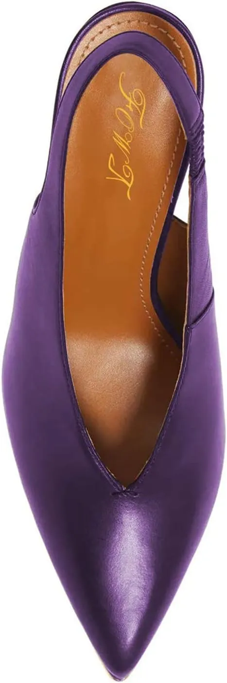Fashion V-Cut Slingback Pumps for Women 3 Inch Heel Elegant Pointy Toe Backless Block High Heels Comfort Elastic Slip on Casual Mules Shoes, US Size 4-16 M