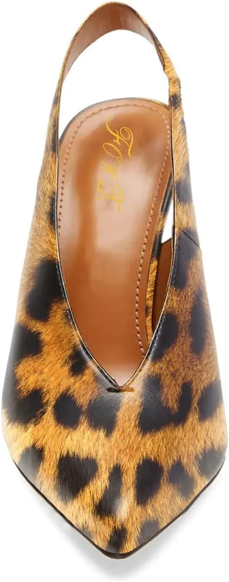 Fashion V-Cut Slingback Pumps for Women 3 Inch Heel Elegant Pointy Toe Backless Block High Heels Comfort Elastic Slip on Casual Mules Shoes, US Size 4-16 M