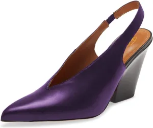 Fashion V-Cut Slingback Pumps for Women 3 Inch Heel Elegant Pointy Toe Backless Block High Heels Comfort Elastic Slip on Casual Mules Shoes, US Size 4-16 M