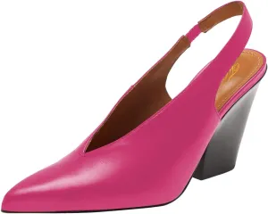 Fashion V-Cut Slingback Pumps for Women 3 Inch Heel Elegant Pointy Toe Backless Block High Heels Comfort Elastic Slip on Casual Mules Shoes, US Size 4-16 M