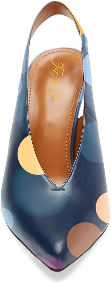 Fashion V-Cut Slingback Pumps for Women 3 Inch Heel Elegant Pointy Toe Backless Block High Heels Comfort Elastic Slip on Casual Mules Shoes, US Size 4-16 M