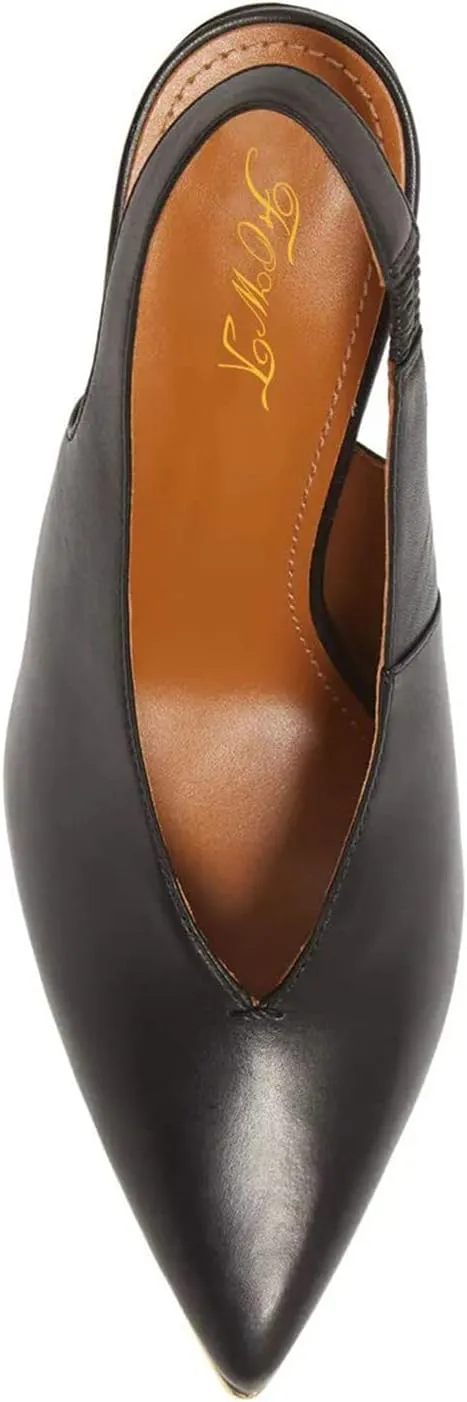Fashion V-Cut Slingback Pumps for Women 3 Inch Heel Elegant Pointy Toe Backless Block High Heels Comfort Elastic Slip on Casual Mules Shoes, US Size 4-16 M