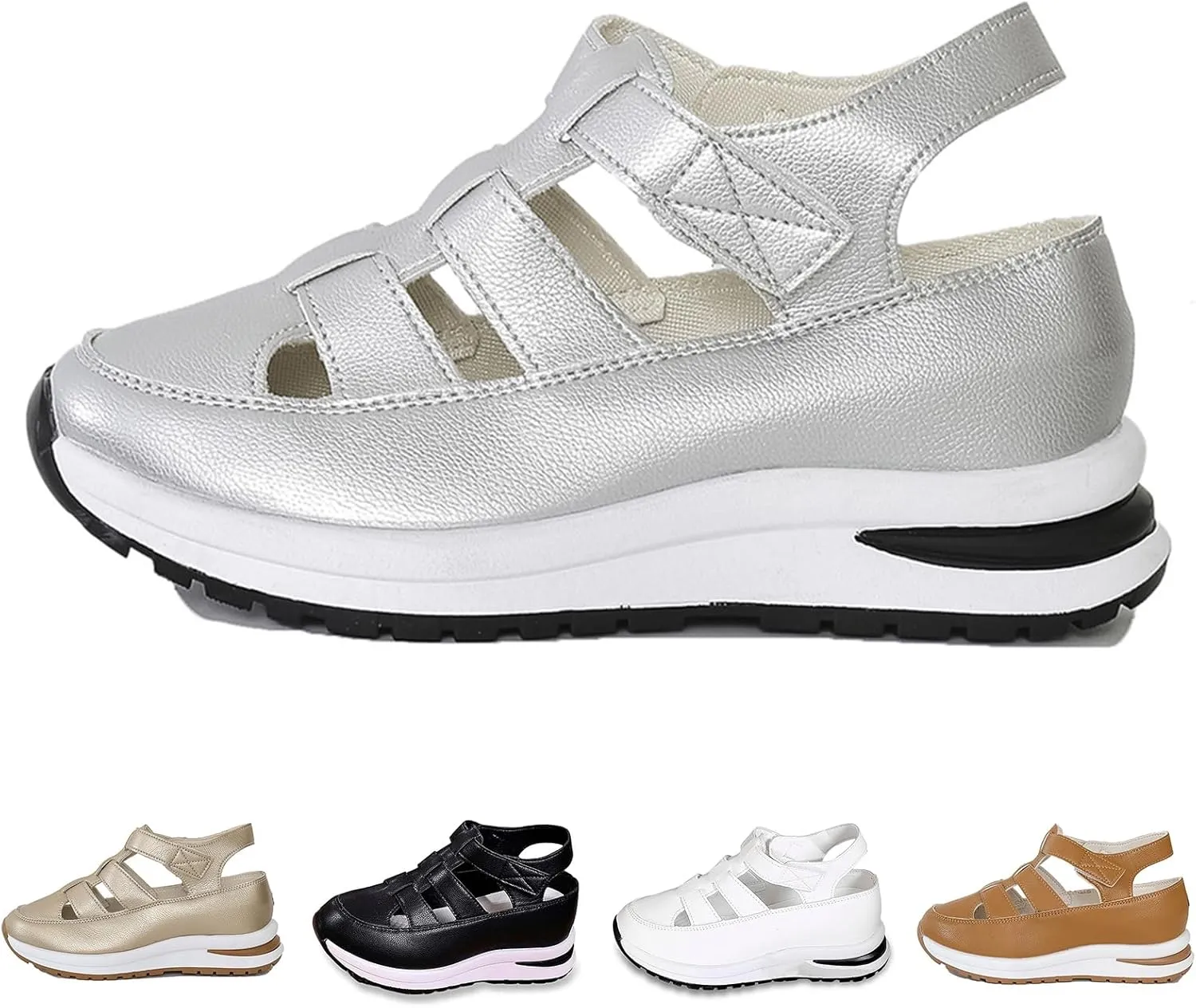 Fashion Women's Wedge Sports Sandals Soft Thick Bottom Open Toe Lightweight Comfortable Platform Sandals Summer Outdoor Casual Hook and Loop Sneakers
