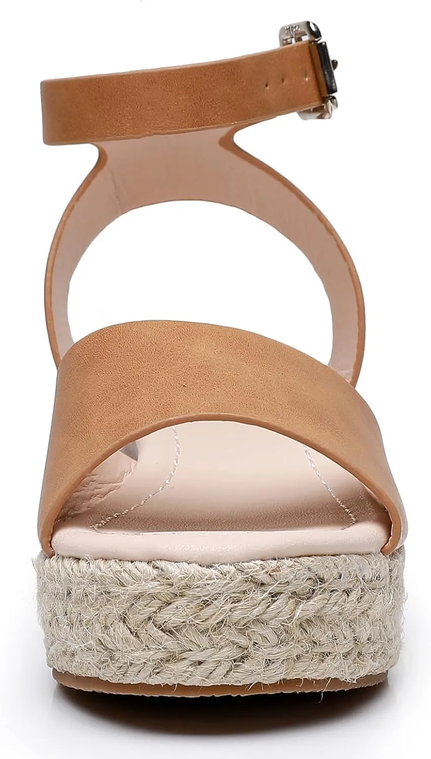 Felabo Girls' Flatform Espadrille Sandals – Open-Toe, Adjustable Ankle Strap, Casual Summer Shoes (Little Kid/Big Kid)