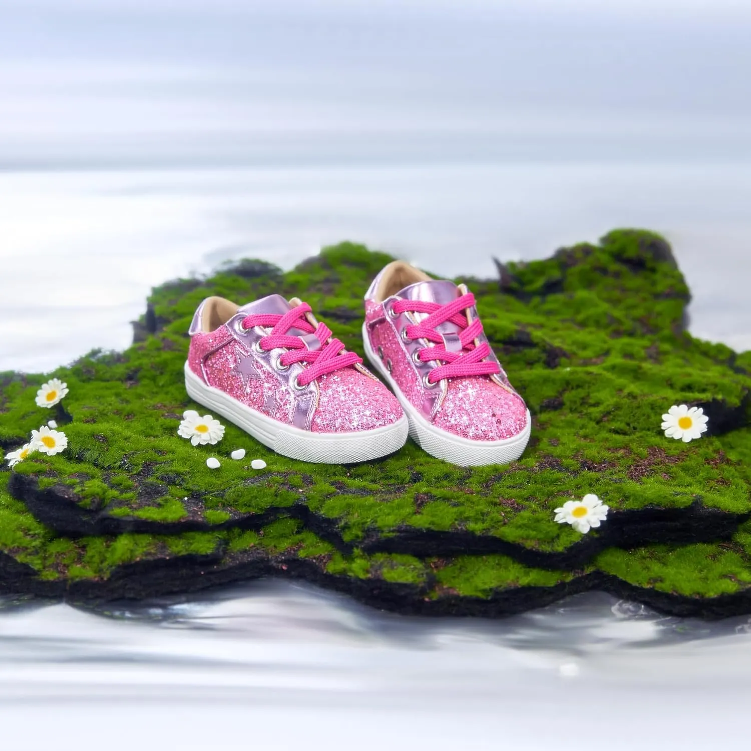 Felix & Flora Toddler/Little Kid Girls Running Shoes Sports Sneakers Princess Casual Glitter Shoes.