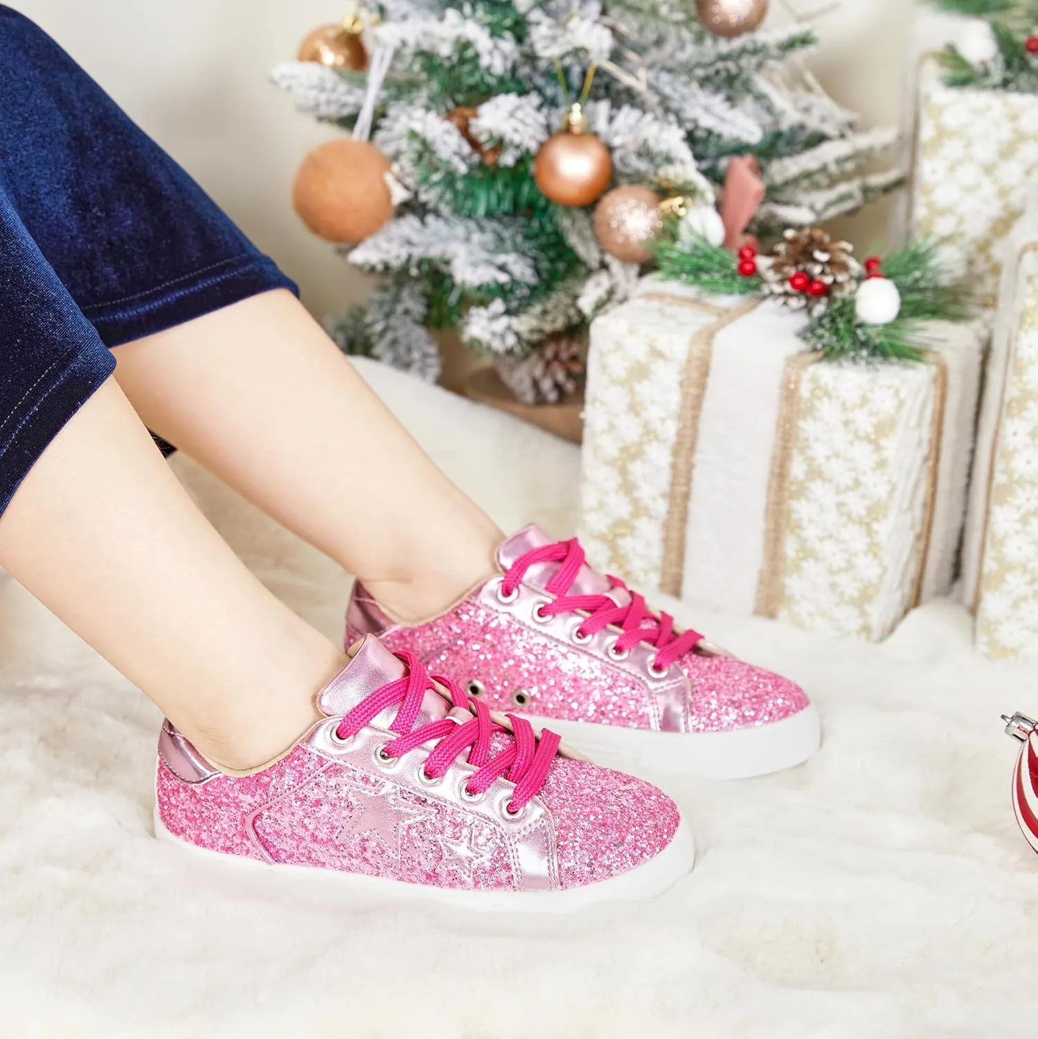 Felix & Flora Toddler/Little Kid Girls Running Shoes Sports Sneakers Princess Casual Glitter Shoes.