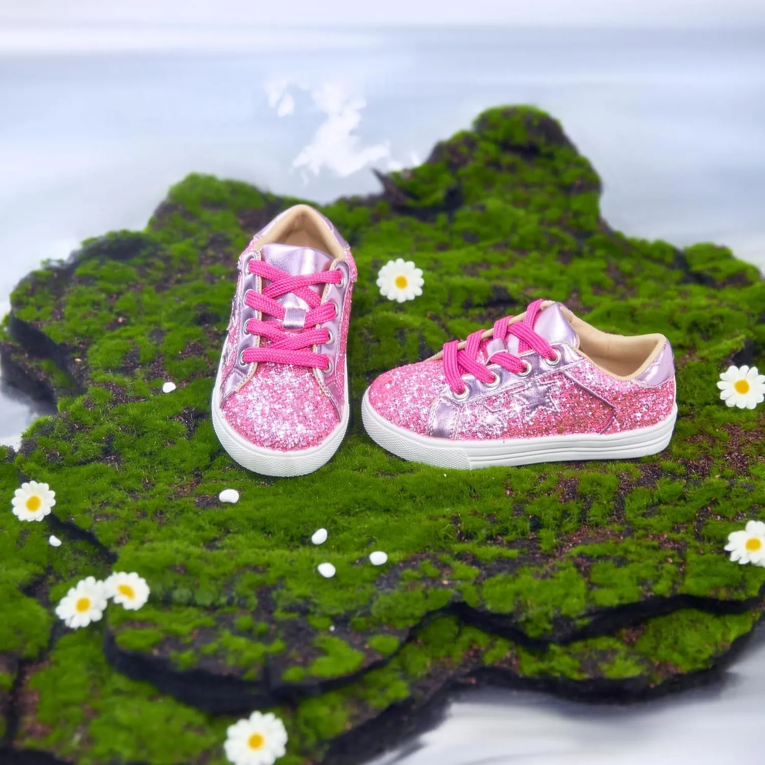 Felix & Flora Toddler/Little Kid Girls Running Shoes Sports Sneakers Princess Casual Glitter Shoes.