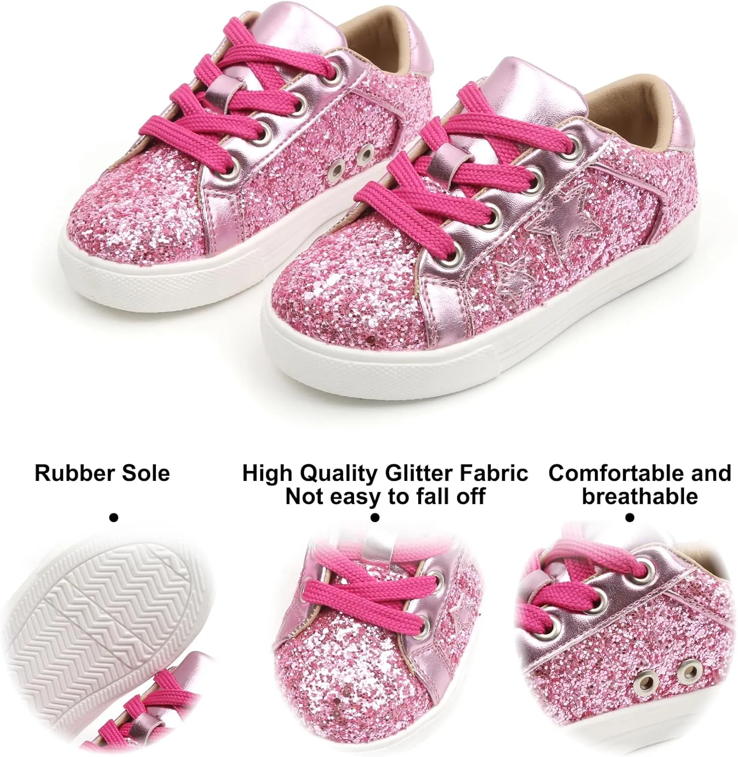 Felix & Flora Toddler/Little Kid Girls Running Shoes Sports Sneakers Princess Casual Glitter Shoes.