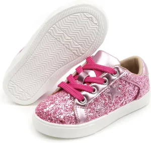 Felix & Flora Toddler/Little Kid Girls Running Shoes Sports Sneakers Princess Casual Glitter Shoes.